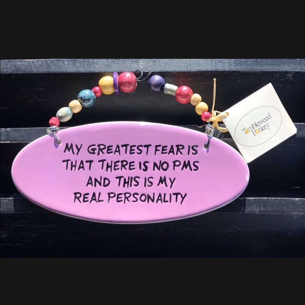 TUMBLEWEED POTTERY “My Greatest Fear” Oval Decorative Wall Plaque